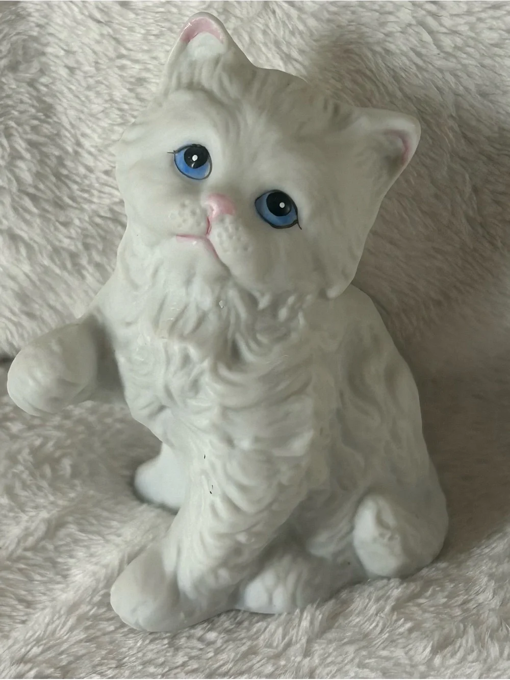 Vintage Homco White Persian Kitten Figurines - Set of 2 (C)